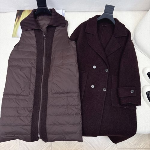 Max Mara Exclusive Detachable Cashmere Down Vest & Double-Breasted Coat
