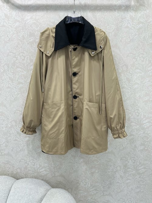 Prada Detachable Hat Double-Sided Windbreaker, Stylish and Comfortable