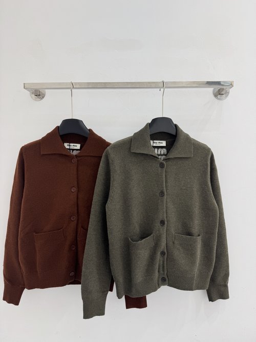 Miu Miu Classic Button - Front Collared Knit Top