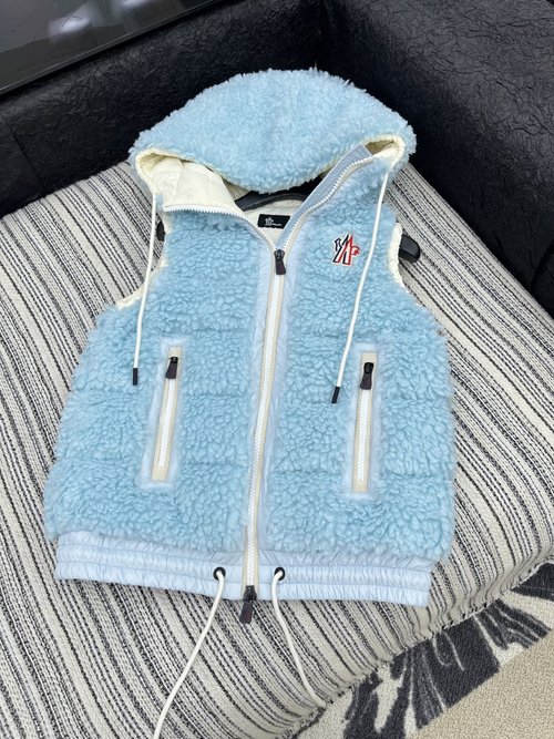 Moncler Luxury Lamb Wool Hooded Down Vest in Minimalist Style and Classic Colors