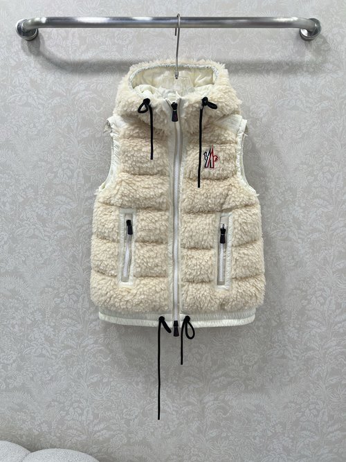 Moncler Faux Shearling Down Vest with Soft and Warm Fabric for Skiing