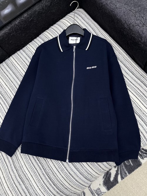 Miu Miu Popular Series Custom Collar Jacket with Contrasting Letter Embroidery