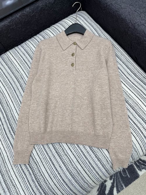 Loro Piana Cashmere and Wool Long-sleeve Polo Shirt with Metal Buttons