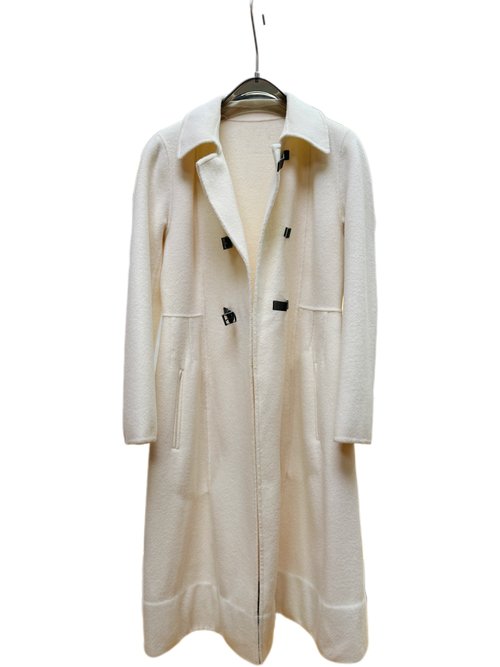 Chanel Long Cashmere Coat in White and Black with Dust Bag