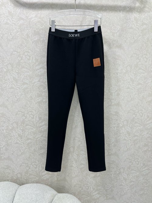 Gucci Stylish Solid Black Tight Leggings with Logo Decoration