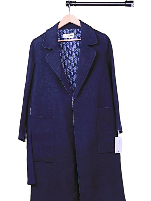 Dior Timeless Long Lapel Wool Coat in Pink, Blue, Beige, and Brown