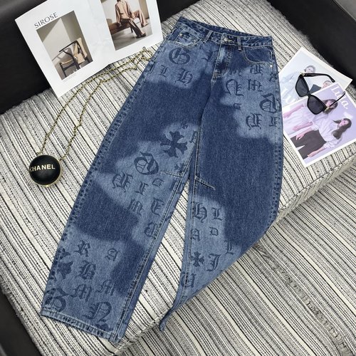 Chrome Hearts Logo Printed Curved Jeans in Two Colors