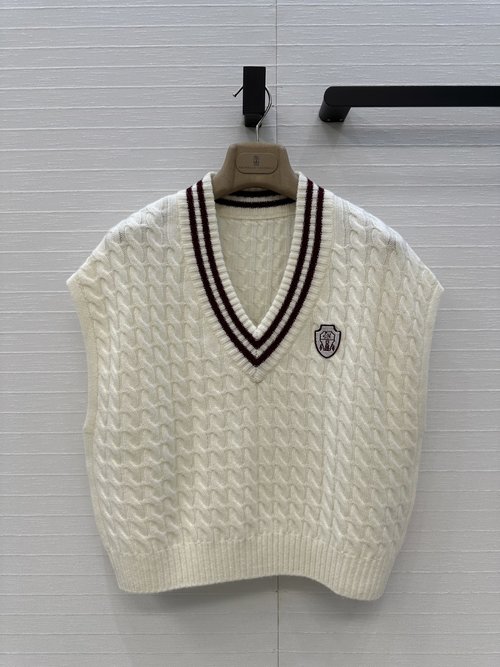 Brunello Cucinelli Wimbledon Capsule Series Logo-decorated Cashmere Vest