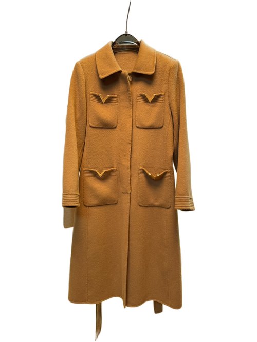 Valentino Long Wool-Cashmere Coat in Black, Camel and White with Dust Bag