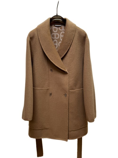 Hermes Classic Cashmere Coat with Dust Bag in Earthy Tones