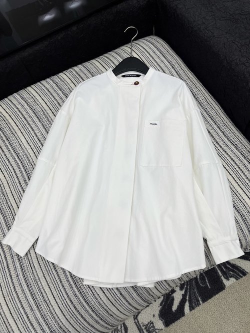 Chanel Luxury Handmade Long-Sleeve Denim Shirt with a Unique Design