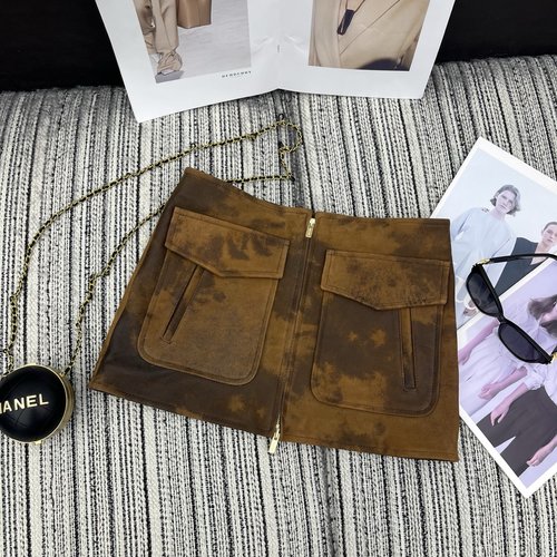 Miu Miu Recommended Miu Series 100% Sheepskin Short Skirt, High - End