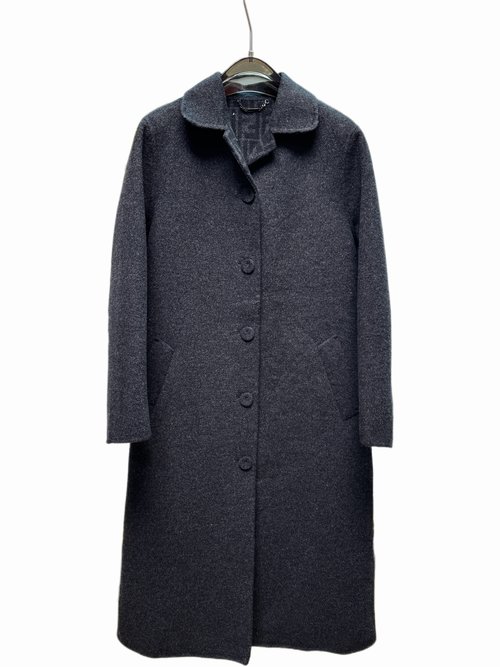 Fendi Dark Gray Medium - length Suit Tie Clip Coat of Pure Wool with Dust Bag