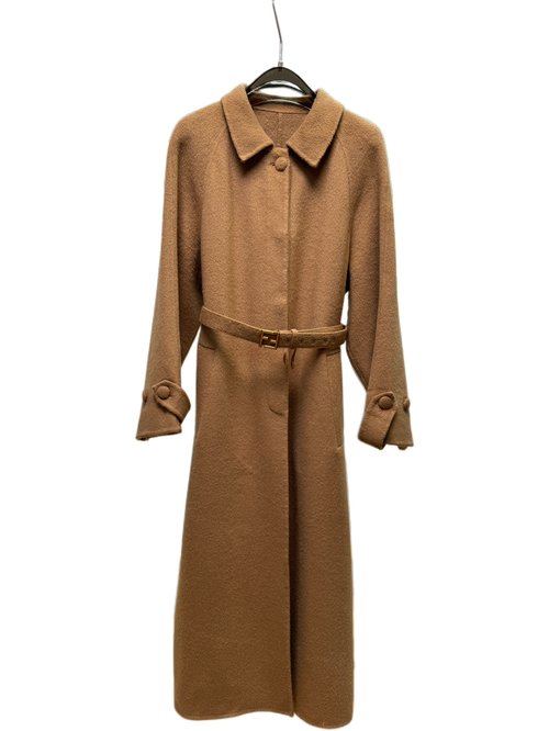 Fendi Camel Single - breasted Long Coat of Pure Wool with Dust Bag