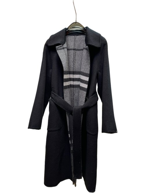 Burberry Long Suit Collared Coat in Black and Camel