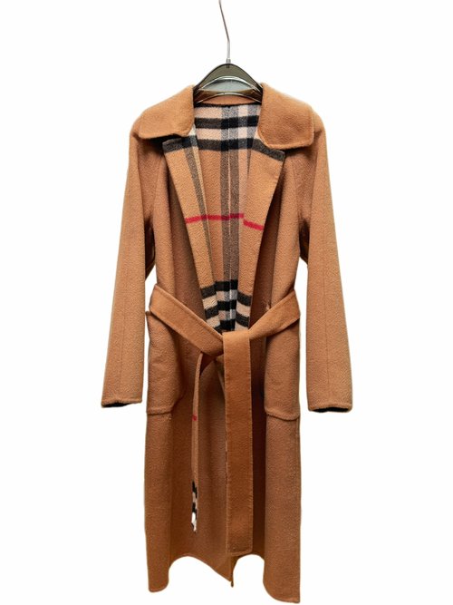 Burberry Long Suit Collared Coat in Camel and Black