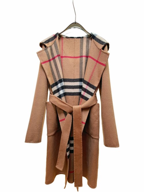 Burberry Long-length Hooded Lapel Coat in Camel and Black