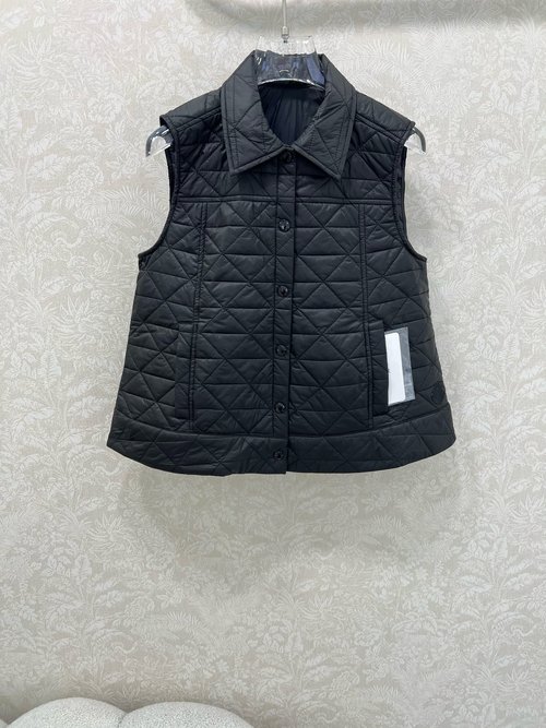 Moncler Customizable A-Line Plaid Cotton Vest with Brand Embellishments