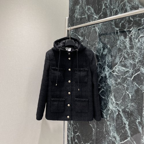 Chanel Detachable Hooded Tweed Coat for Elegant Look