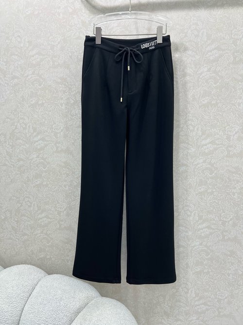 Louis Vuitton Simple Wide-Leg Pants with Waist Embroidery and Logo