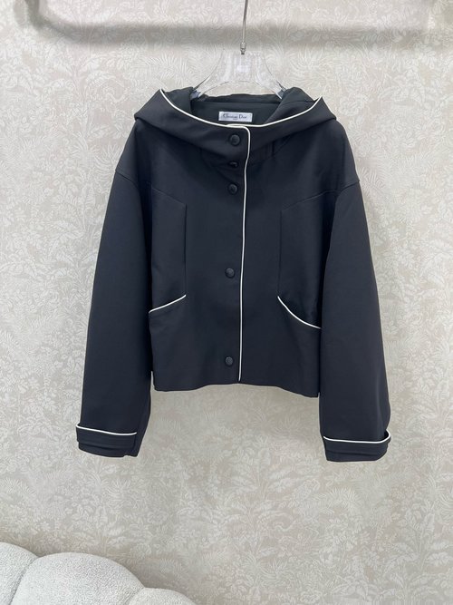 Dior Asymmetric Cut Blazer with Contrast Stitching and Custom Hardware Logo Button