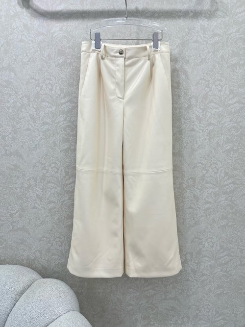 Chanel Imported Lambskin Wide-Leg Pants with Double C Logo