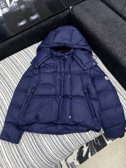 Moncler Detachable Hooded Spliced Down Jacket with Cloud-like Comfort