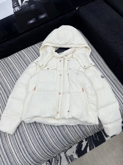 Moncler Detachable Hooded Spliced Down Jacket with Cloud-like Comfort