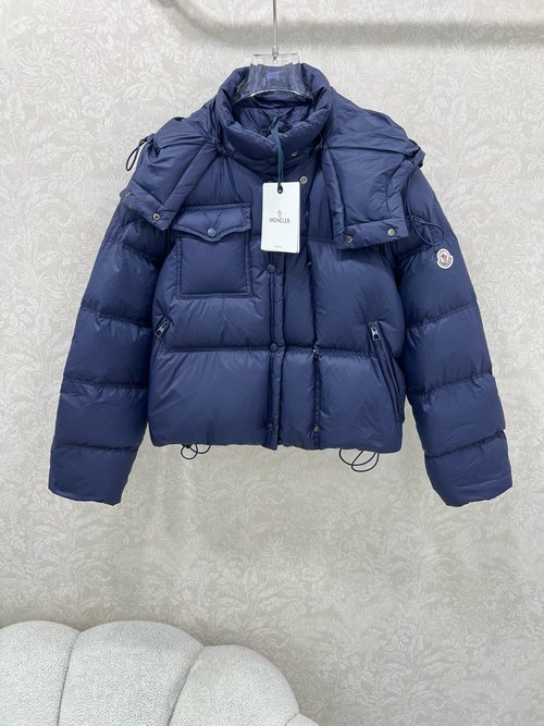 Moncler Detachable Hooded Stand - Collar Down Jacket with Brand Emblem