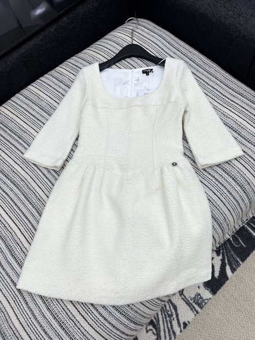 Chanel Luxurious Knitted Tweed Round Neck Gown