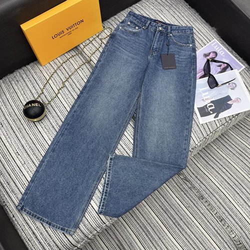 Louis Vuitton Recommended Straight-Leg Jeans with Logo Pocket Print
