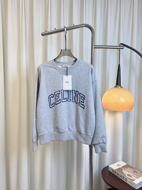 Celine Stylish and Breathable Customized Cotton Logo Sweatshirt with Drop Shoulder Sleeves