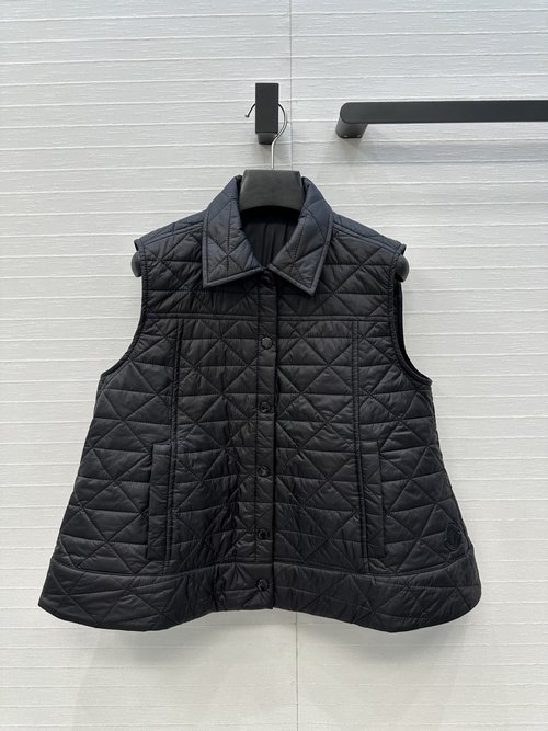 Moncler Quilted Cotton Vest with A-Line Silhouette