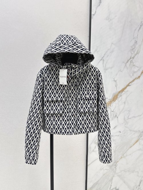 Valentino Exclusive Jacquard Hooded Jacket with Detachable Hood
