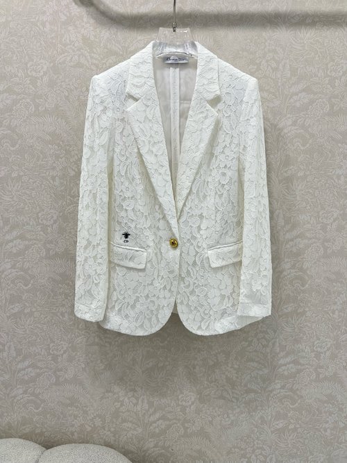 Dior Classic Lace Water - Soluble Flower Blazer with Bee Embroidery
