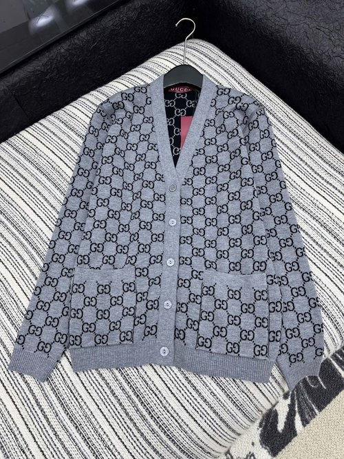 Gucci Double-sided Knit Cardigan with GG Jacquard Design