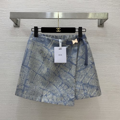 Dior New Design: Taffeta Street Map Jacquard High-waist Culotte Skirt