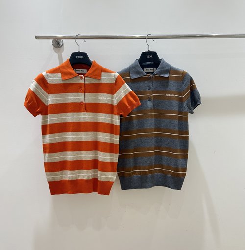 Miu Miu French College Letter Jacquard Short Sleeve