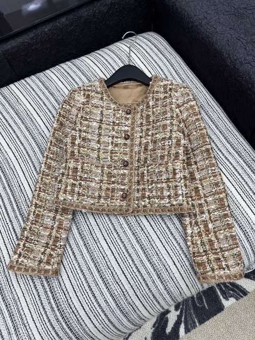 Chanel Customized Lace-Knit Tweed Round-Neck Coat, Elegant Collection