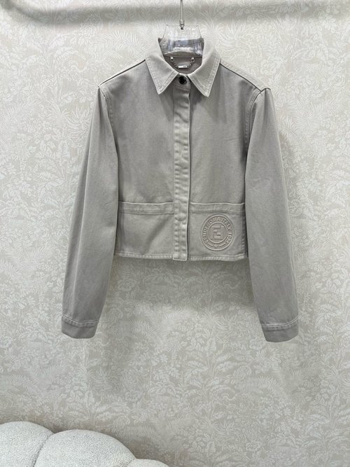 Fendi FEND Collection: Denim Short Jacket with 3D Logo, Fashionable