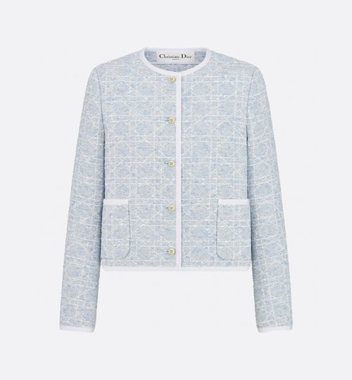 Dior Short Sleeve Round-Neck Top with CD Buttons and Checked Pattern