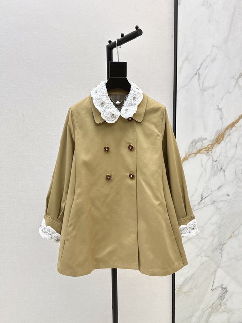 Valentino Lace-element Double-breasted Doll Trench Coat