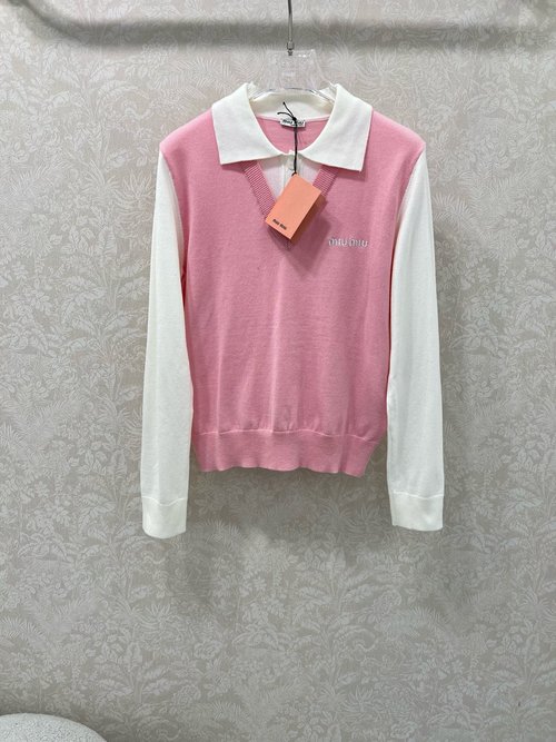 Miu Miu Comfortable and Well-designed New Fake Two-piece Knit Top