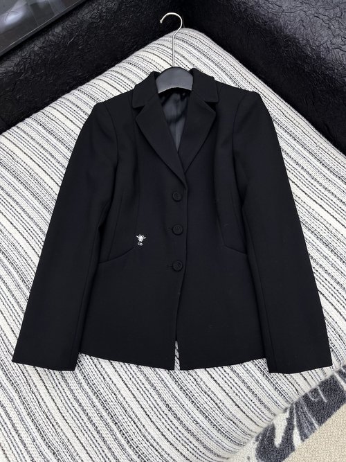 Dior Contrast Letter Bee - embroidered Suit Jacket with Flawless Lines