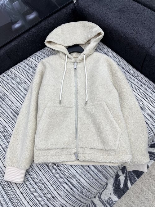 Moncler Double-Sided Lamb Wool Down Coat with a Minimalist, High-Class Design