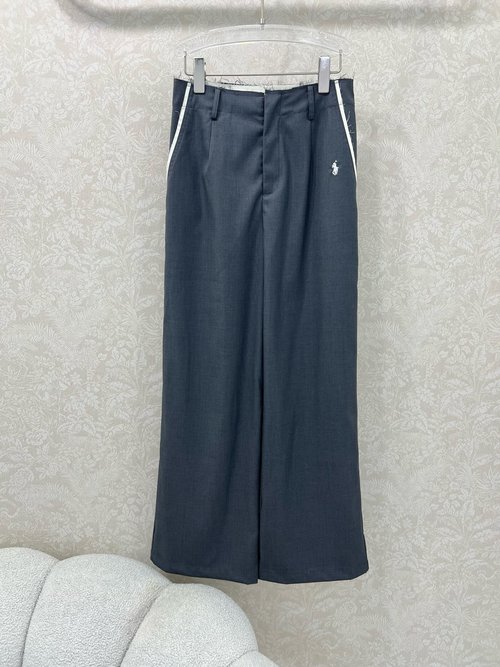 Polo Ralph Lauren Wide-leg Trousers with Fringed Waist and Side Logo