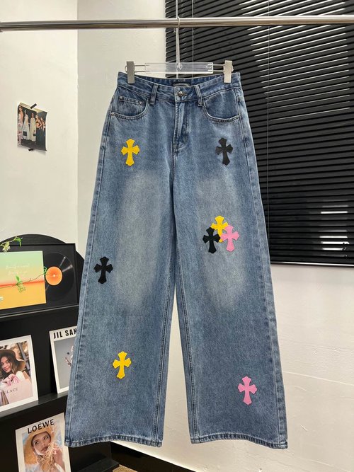 Chrome Hearts Comfortable Cross-embellished Cotton Jeans, Full-body Fit