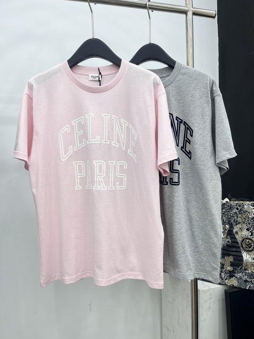 Celine Exquisite Contrast Color Short Sleeve T-Shirt