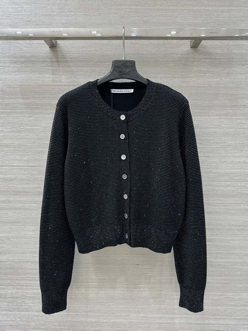 Alexander Wang Exclusive Black Diamond Series Full-Diamond Knit Cardigan