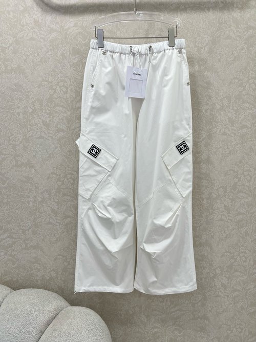 Chanel Stylish Utility Straight-leg Pants with Drawstring Cuffs